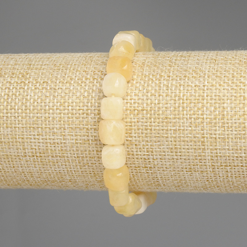 Brățară cu citrin cuburi, diametrul 7,5 mm, lungime 18 cm, pe elastic