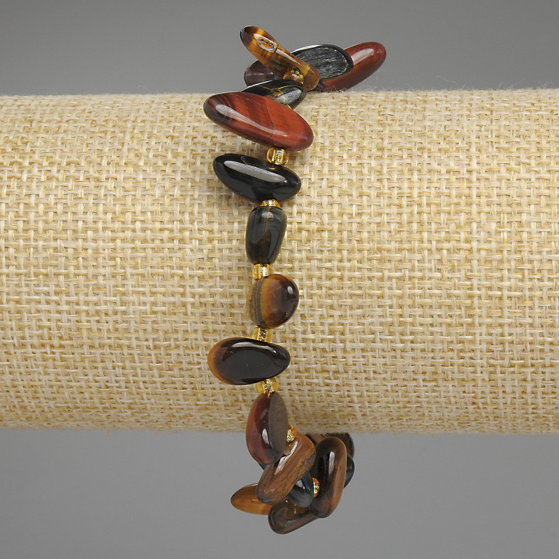 Brățară din ochi de tigru, ochi de bou și ochi de șoim, mărgele în formă de fluture, diametrul 10–15×5–7 mm, lungime 18 cm +/-, pe elastic