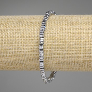 Brățară din hematit, culoare argintie, rondelle pătrate 4×2 mm, lungime 18 cm, elastică