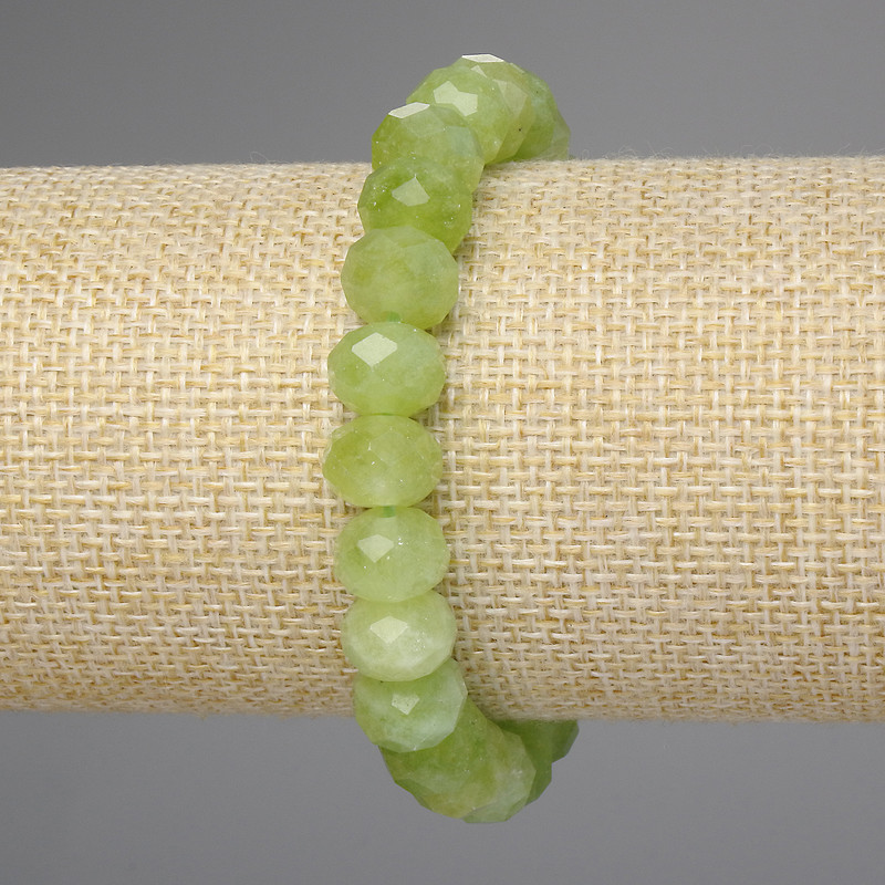 Brățară din crizolit și olivin, rondelle tăiate, diametrul 10x7 mm, lungime 18 cm, elastic