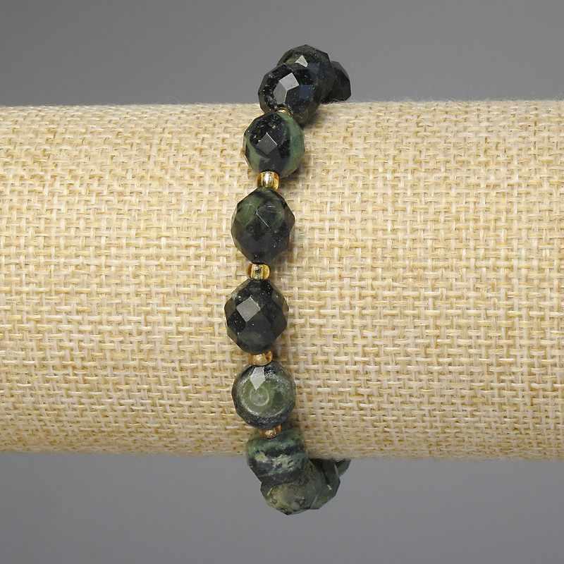 Brățară din jasper oceanic, mărgele tăiate, diametrul 10×8,5 mm, mărgele de 3 mm, lungime 18 cm, pe elastic