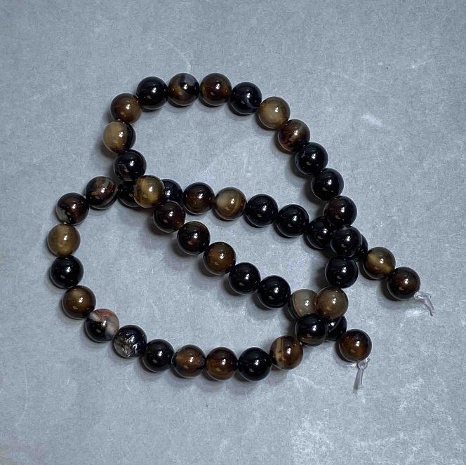 Mărgele de agat, formă sferică netedă, diametru 8 mm ±, lungime 38 cm ±, pe fir
