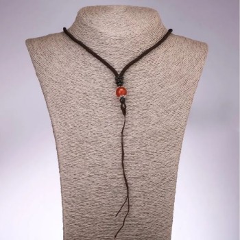 Șnur pentru bijuterii cu mărgea de carneol, lungime 65 cm