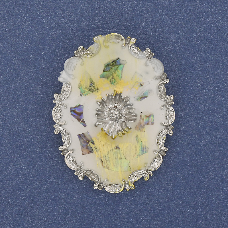 Broșă Accent Haliozit, metal argintiu 43×32 mm+