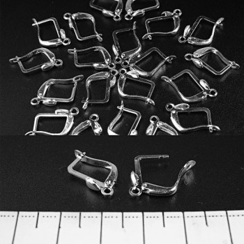 Știfturi pentru cercei - închidere engleză «picătură» 50 ± perechi 14×10 mm + - metal argintiu