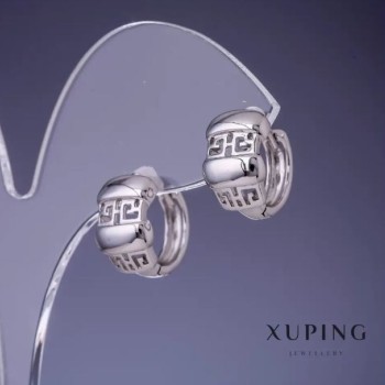 Cercei Xuping cu model grec, rodiu 9×13 mm