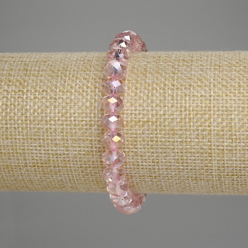 Brățară din cristal ceh, rondeluri tăiate 8x6 mm, lungime 18 cm, elastică