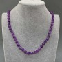 Colier cu mărgele de ametist, bilă de 6,5 mm, lungime 45 cm, cu închizătoare