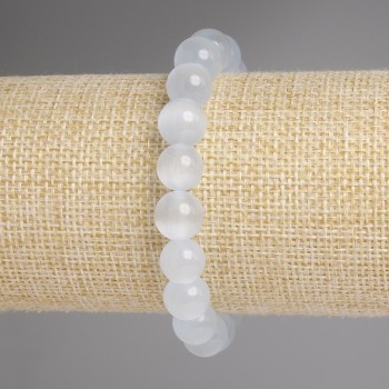 Браслет сіре Котяче око гладка кулька, діаметр 9, 5мм+-, довжина 18см+- стрейч