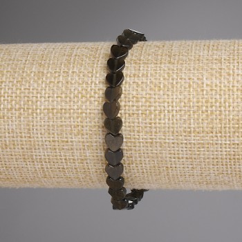 Brățară din obsidian solar cu inimă, 6 mm, lungime 18 cm, elastică