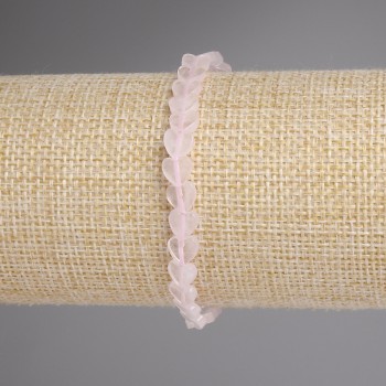 Brățară din cuarț roz cu inimă, 6 mm, lungime 18 cm, elastică
