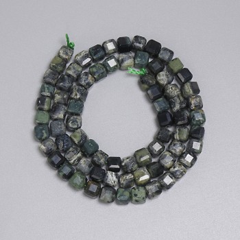 Mărgele Jasp Oceanic, cuburi tăiate 4,5x4,5 mm, lungime 37 cm, pe șnur