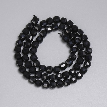 Mărgele din turmalin negru, cuburi facetate, 5,5×5 mm, lungime aproximativă 38 cm, pe șnur