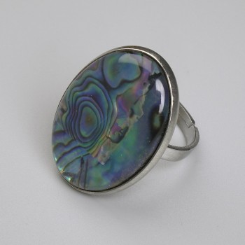 Inel cu halit oval 27×20 mm+- fără, metal argintiu