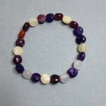 Brățară cu monede facetate, assortate, diametrul 8×5 mm, lungime 18 cm, cu elastic