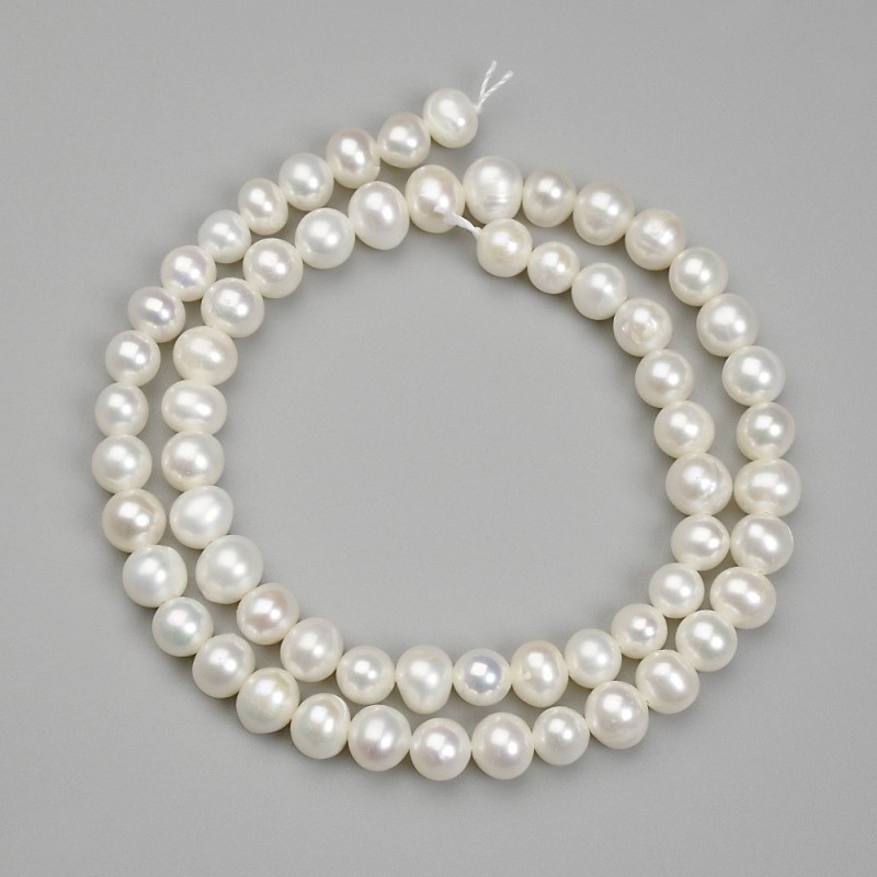 Mărgele de perle de râu, diametru 6x6 mm, 5–7 mm +- pe fir, lungime 36 cm+