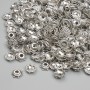 Capace pentru mărgele, diametrul aproximativ 5 mm, gaura de 1,8 mm, culoare argintie a metalului, ambalaj 20 g (~295 buc.)