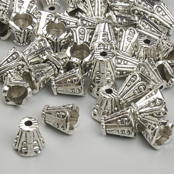Capace terminale pentru bijuterii, diametru 8×6,5 mm, gaură 1,8 mm, culoare argintiu metal, ambalaj 20 g ± (~45 buc.)