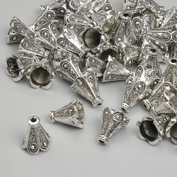 Capăt terminal pentru bijuterii, diametru 8×6 mm, gaură ~1,6 mm, culoare argintiu metalic, ambalare 20 g (~50 buc.)