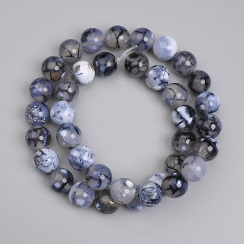 Mărgele din agat „Venele dragonului” – bile netede de 10 mm, lungime aproximativă 37 cm, pe fir