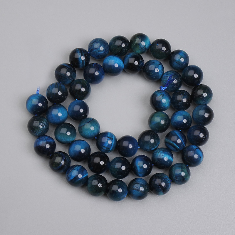 Mărgele azur ochi de tigru, bile netede, 8 mm, lungime aproximativă 38 cm, pe șnur
