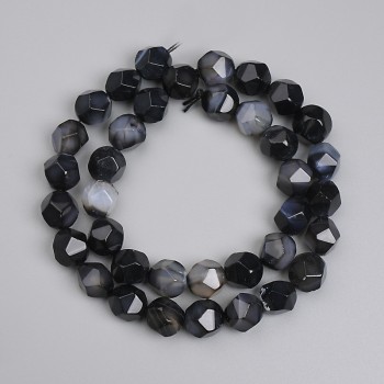 Mărgele din agată Venele Dragonului, facetate, diametrul 10x8 mm, lungimea 36 cm, pe șnur