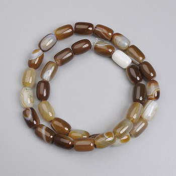 Mărgele din agat în formă de baril, diametrul 11,5×8 mm, lungime de aproximativ 39 cm, pe fir