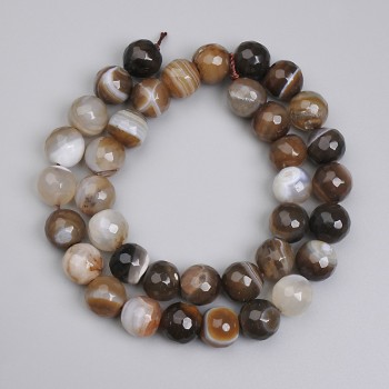 Mărgele de agat tăiate, diametrul 10 mm, lungime 36 cm pe șnur