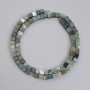 Mărgele de jasper verde cubice, diametrul 4,5 x 4,5 mm, pe șnur, lungime aproximativă 39 cm