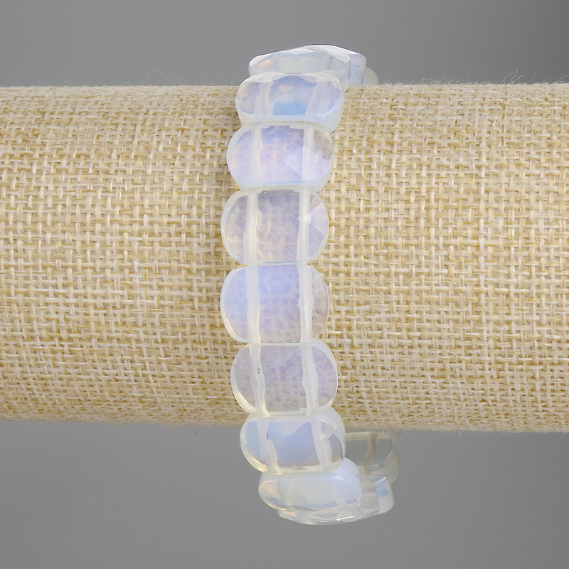 Brățară cu piatră lunară, zale tăiate 15×10 mm, lungime 18 cm, elastică