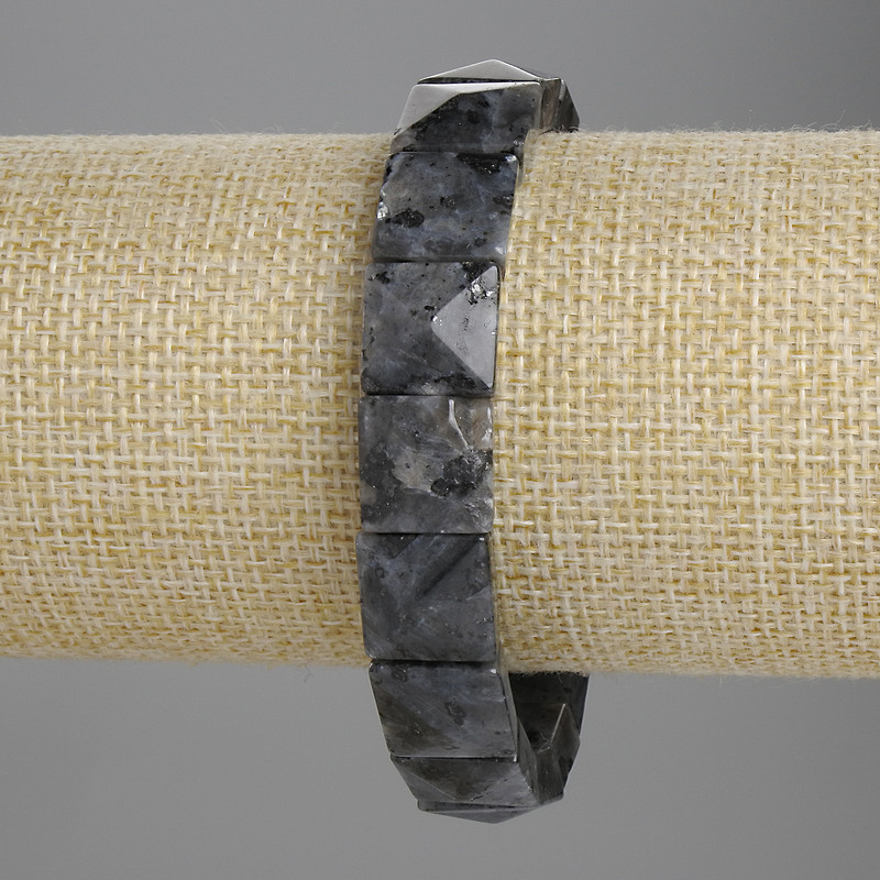 Brățară din labradorit fațetată, zale 12×12 mm, lungime 18 cm, elastic