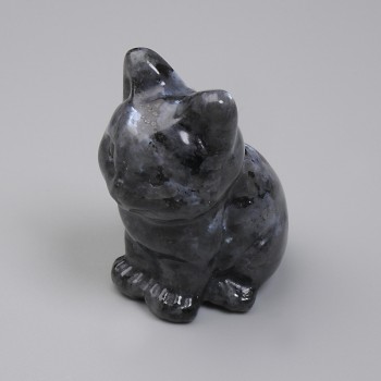 Statuetă de pisică din labradorit