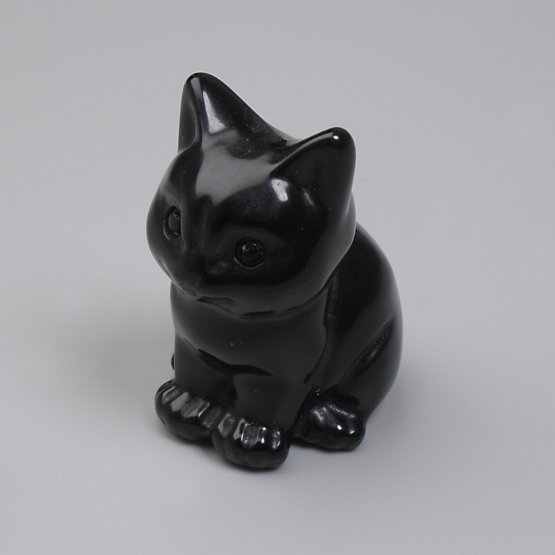 Statuetă suvenir «Pisică» din agat negru 40×30×23 mm+