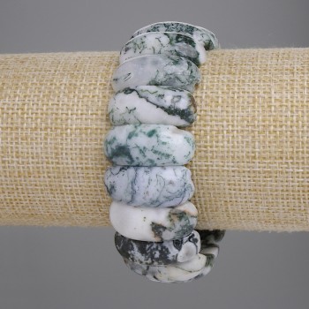 Brățară din agat mușchi, zale, diametrul aproximativ 25×11 mm, lungime 18 cm, elastică