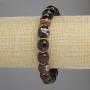 Brățară din agată cilindrică, diametrul 9x10 mm, 5 mm +/- cu inserții metalice, lungime 18 cm +/- elastic