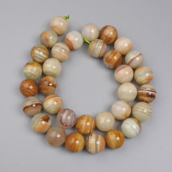 Mărgele de onix netede, în formă de bilă, diametrul 12 mm ±, pe fir, lungime aproximativă 39 cm