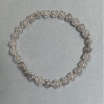 Brățară cu mărgele în formă de trandafiri, 7 mm, metal argintiu, lungime 18 mm, pe elastic