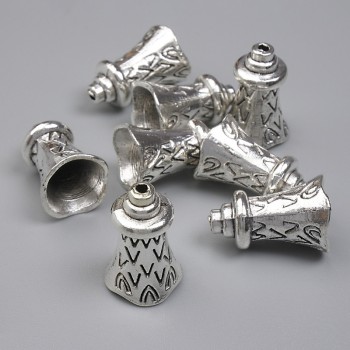 Capăt argintiu pentru mărgele, culoare argintie, diametru 17×11 mm, gaură de aproximativ 1 mm, ambalaj 20 g (~8 buc.)