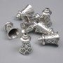 Capăt argintiu pentru mărgele, culoare argintie, diametru 17×11 mm, gaură de aproximativ 1 mm, ambalaj 20 g (~8 buc.)