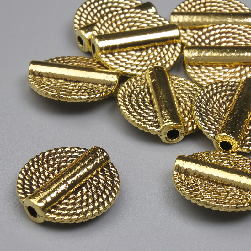 Furnitură mărgea – inserție, culoare metalică aurie, diametru 14 mm, gaură de 1,7 mm, ambalaj 20 g (~12 buc.)