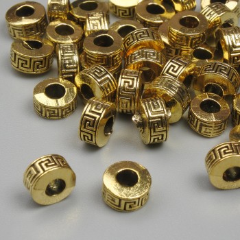 Inserții pentru mărgele, culoare metalică aurie, diametru 6,5×4 mm, gaură Ø 2,8 mm, ambalare 20 g (~37 buc.)