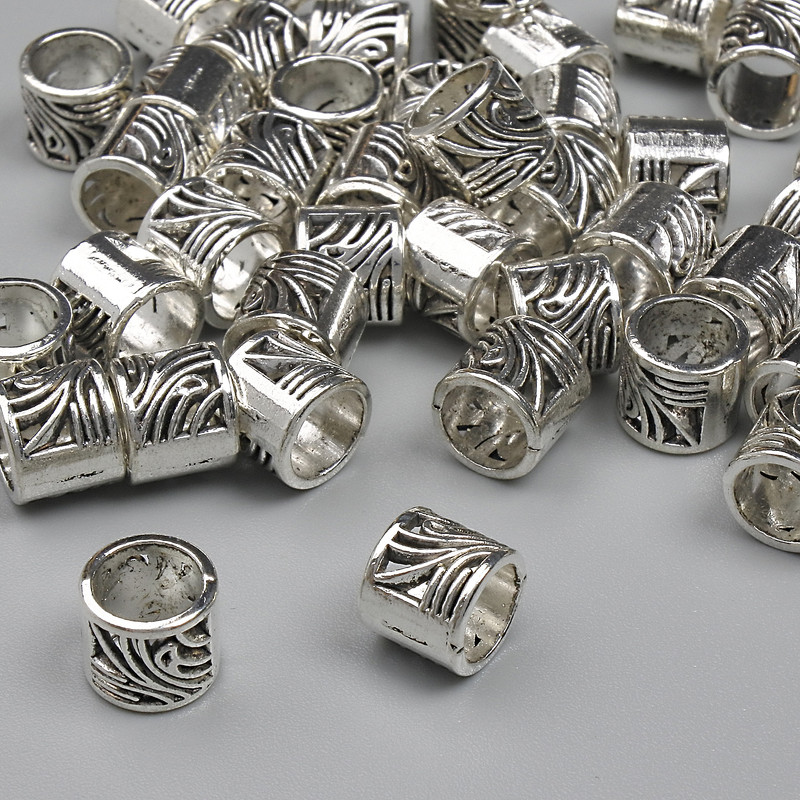 Mărgea-inserație argintie, diametru 7 mm ±, gaură 2,2 mm ±, ambalaj 20 g (~20 buc.)