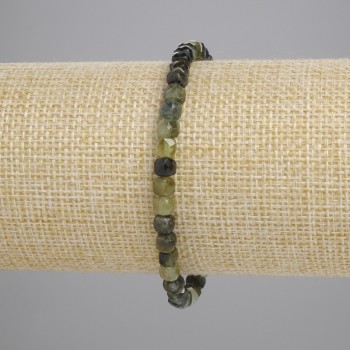 Brățară din turmalină verde, cuburi fațetate 4×4 mm, lungime 18 cm, șnur elastic