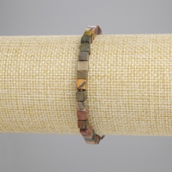 Brățară din jasper Picasso cubică 4,5×4,5 mm, lungime 18 cm, pe bază elastică