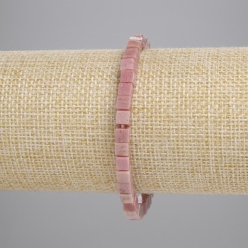 Браслет Родоніт кубик 4, 5х4, 5мм+-, довжина 18см+- стрейч