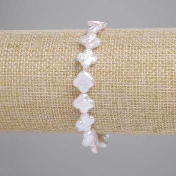 Brățară cu perle baroce, în nuanța «benzină» și trifoi, diametru 8,5-10,5 mm, 5x8, 5 mm +/-, lungime 18 cm +/- (elastică)