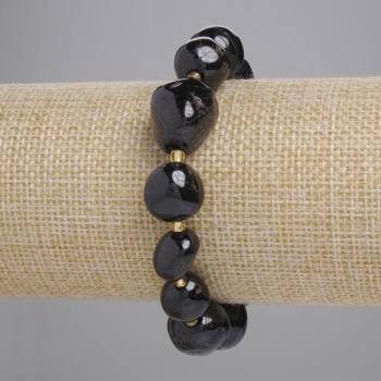 Brățară din granat tăiat fațetat, diametru 11–15×11–13 mm, mărgele 3 mm, lungime 18 cm, pe bază elastică