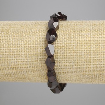 Brățară din granat cu fațete multiple, diametru 12×8 mm, lungime 18 cm, pe bază elastică