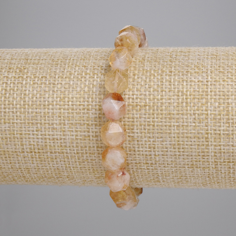 Brățară din citrin natural, cu mărgele multifacetate, diametrul 9x8 mm, 5 mm ±, lungime 18 cm ± (elastic)