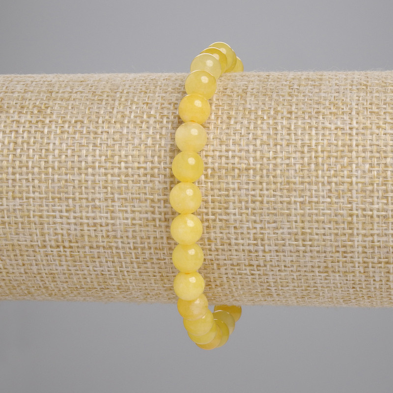 Brățară din citrin natural, mărgele netede, diametrul 6,5 mm, lungime 18 cm, elastic